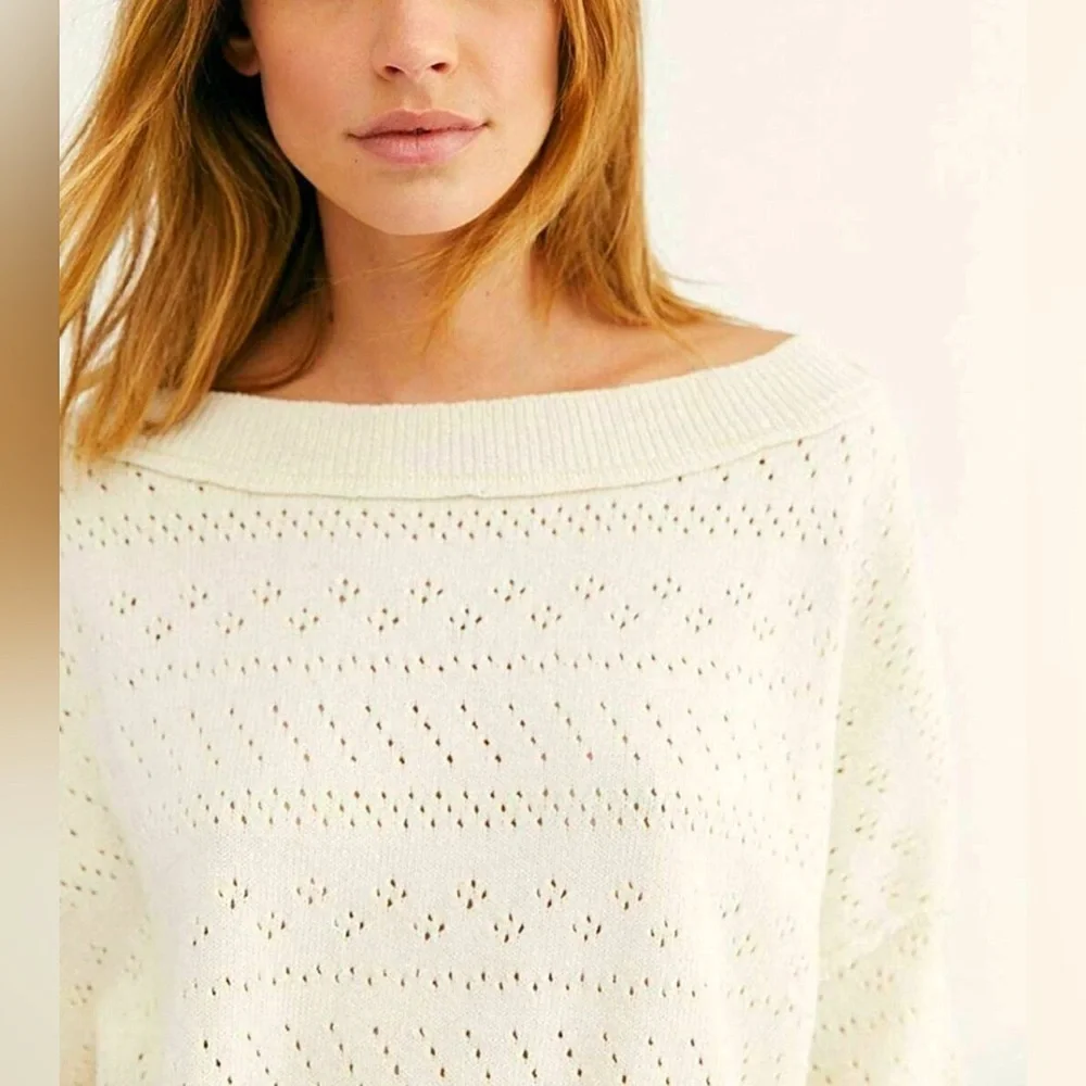 Free People Off White Crop Top Sweater